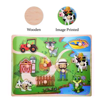 Wooden Farm Puzzle | Learning Toys for Children | Farm Wooden Puzzle | Wooden Grab Board | Farm Animal Wooden Puzzle | Wooden Puzzle Farm Animals | Puzzle Game | Puzzle Board | Educational Puzzle