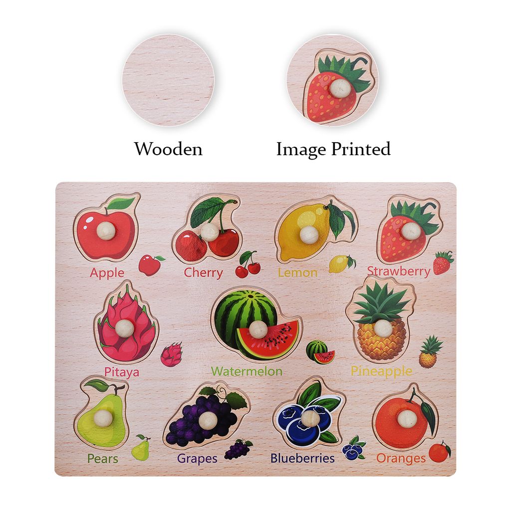 Fruits Puzzle with Image | Wooden Grab Board | Educational Toys for Kids | Fruits Puzzle | Puzzle Game | Wooden Puzzle | Educational Puzzle Game
