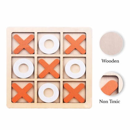 XOX Wooden Game for Kids & Adults / Wooden Puzzle Board | XOX Tic Tac Toe (Orange & White) | XOX Puzzle Game | Wooden Puzzle | Puzzle Game | Educational Puzzle Game | XOX Puzzle | XOX Game