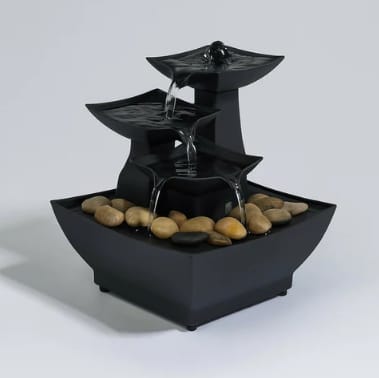 Indoor Water Fountain with Tiered Design & Natural Stones