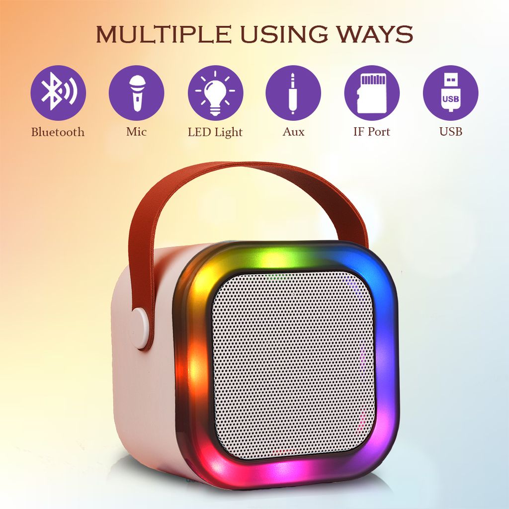 Karaoke Speaker with Mic ( Pink ) | Portable Bluetooth Speaker | Speaker for Kids & Adults | Karaoke Speaker With Microphone | Microphone And Speaker For Singing | Karaoke Speaker With Wireless Microphone | Best Karaoke Speaker With Mic