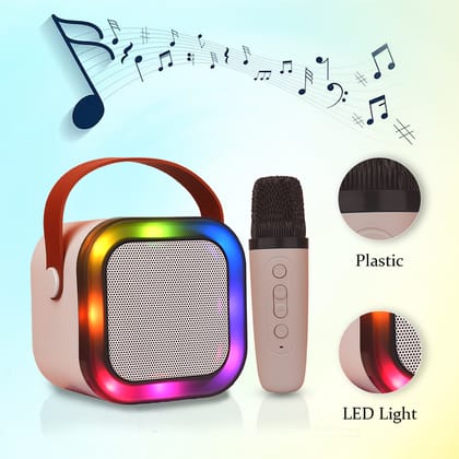 Karaoke Speaker with Mic (  Pink ) | Portable Bluetooth Speaker | Speaker for Kids & Adults | Karaoke Speaker With Microphone | Microphone And Speaker For Singing | Karaoke Speaker With Wireless Microphone | Best Karaoke Speaker With Mic