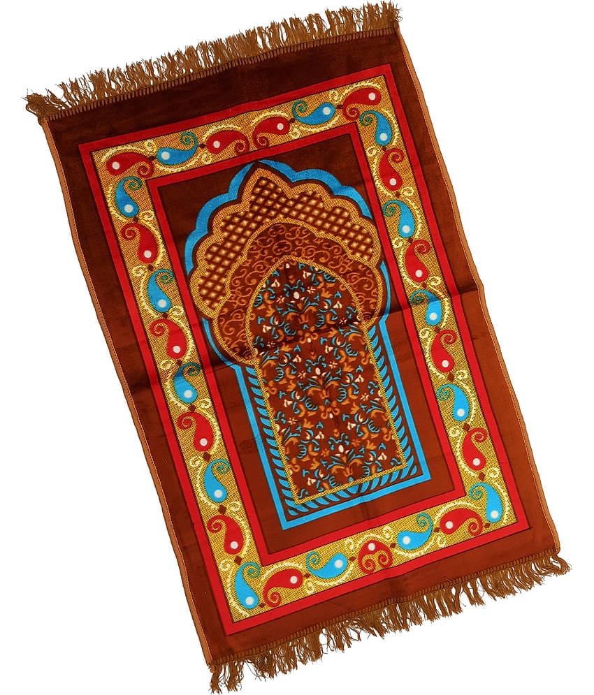 ADIRNY Orange Single Velvet Prayer Mat ( 115 X 75 cm )
