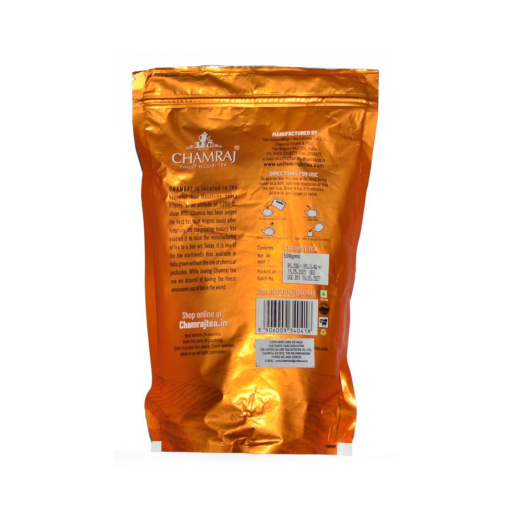 CHAMRAJ Nilgiri Master Blend Strong CTC Dust Tea (500 g)