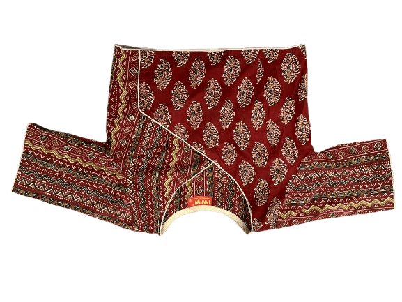 Women's Hand Block Printed Cotton Angrakha Kurta with 3/4th Sleeves