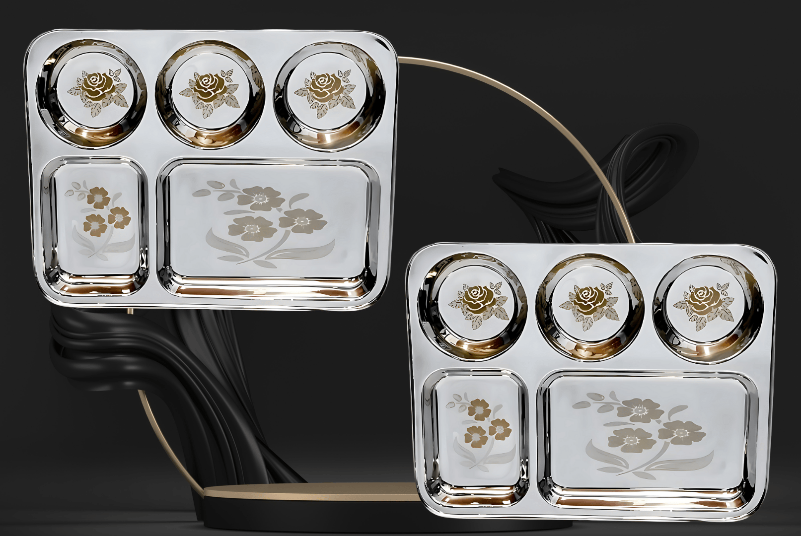 5 in 1 Lunch/Dinner/Bhojan Thali Pack of 2