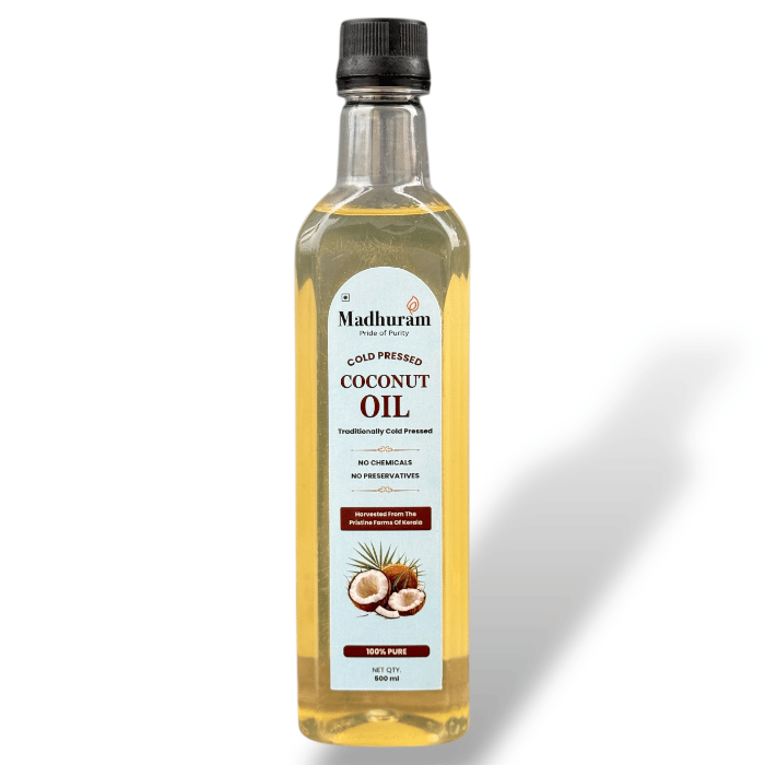 Madhuram Cold Pressed Coconut Oil | 1000 ml | 100% Pure & Natural | Unrefined, Edible, for Skin & Hair | 500 ml