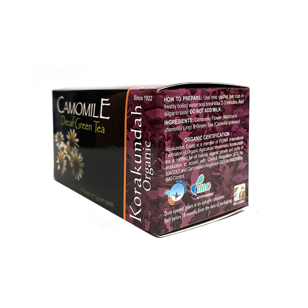KORAKUNDAH Organic Camomile Decaf Green Tea  (25 Dip Bags)