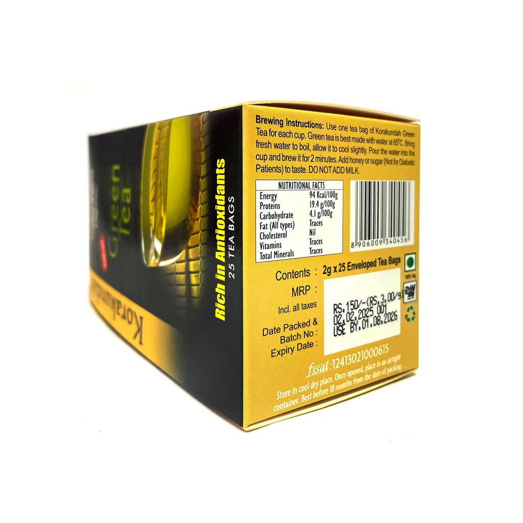 KORAKUNDAH Organic Green Tea  (25 Dip Bags)