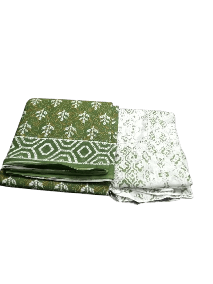 Mehandi Green Colour Cotton Saree With Blouse