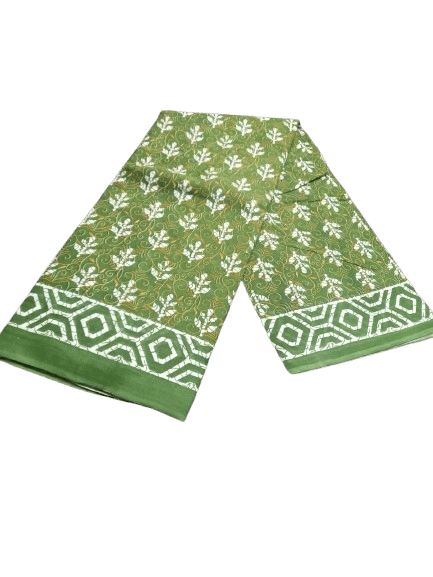 Mehandi Green Colour Cotton Saree With Blouse