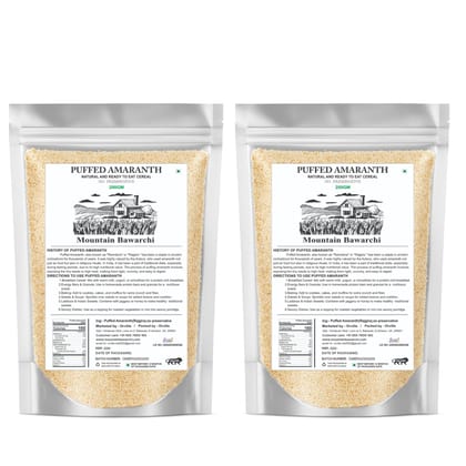 Mountain Bawarchi Puffed Amaranth 200g Pack of 2 | Natural Gluten-Free Superfood | Ready-to-Eat Cereal | No Preservatives | Protein & Fiber Rich | Pack of 2