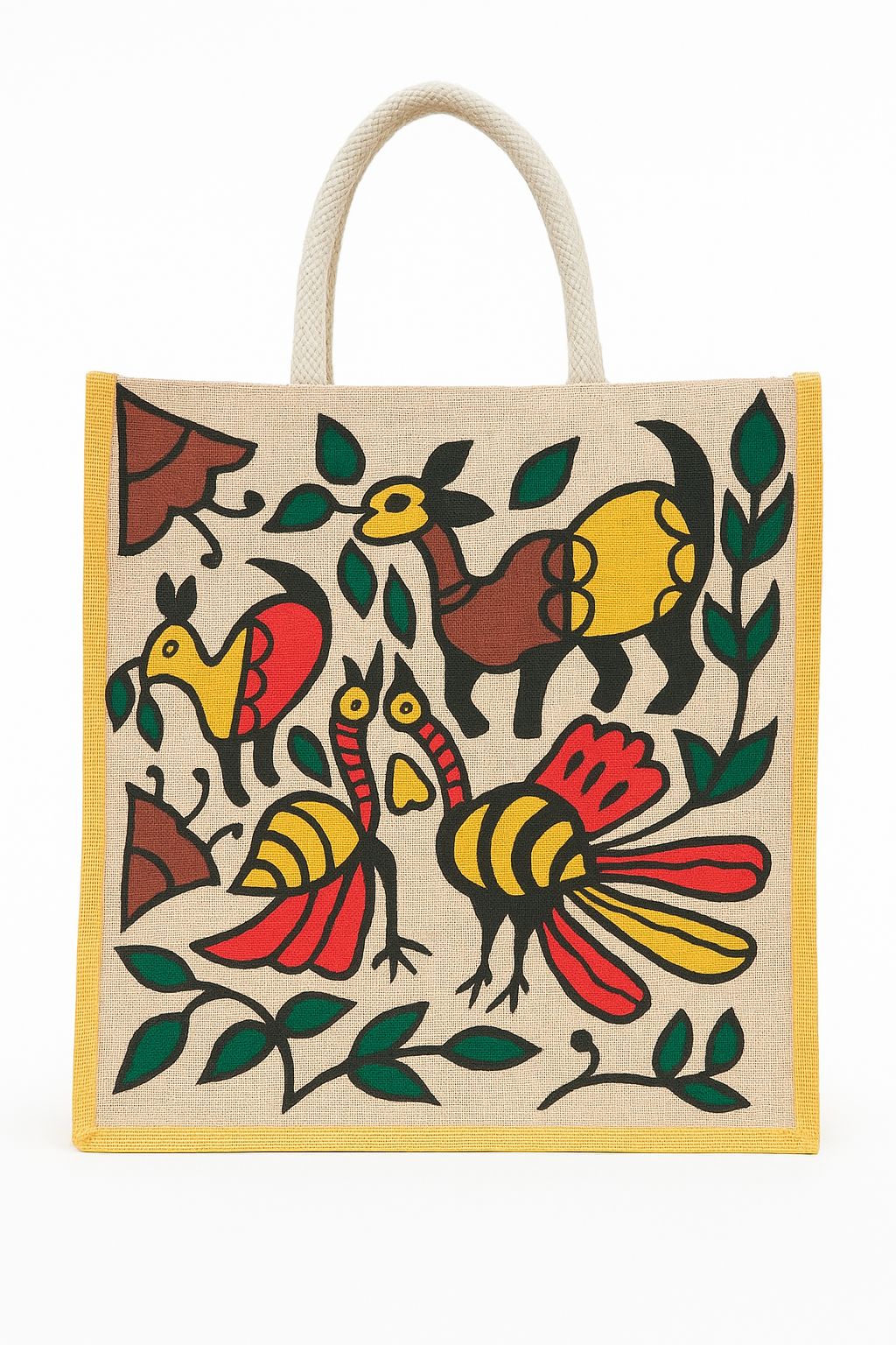 FolkFlair Jute Tote – Handcrafted Elegance in Every Stitch