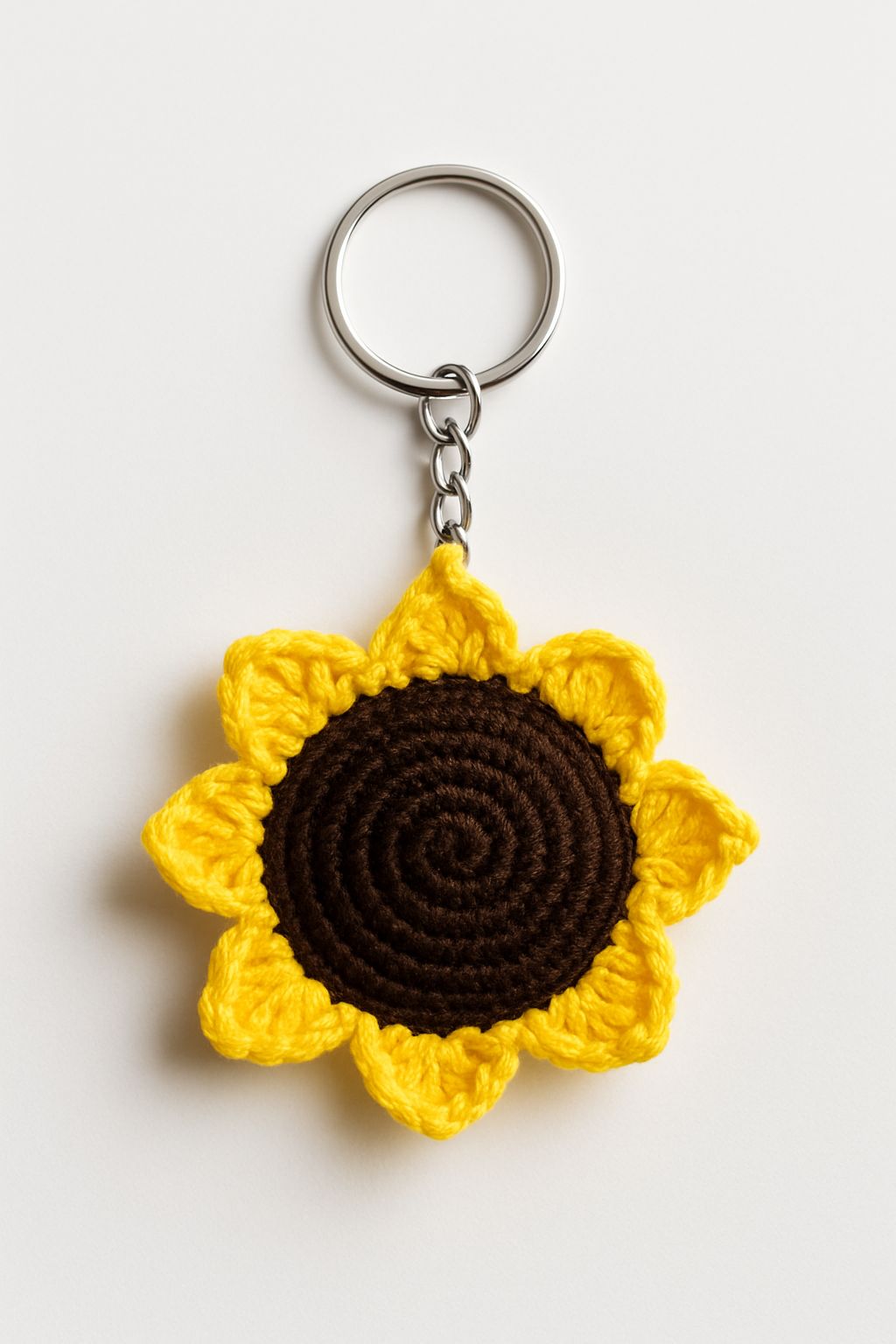 SunnyBloom Crochet Sunflower Keychain