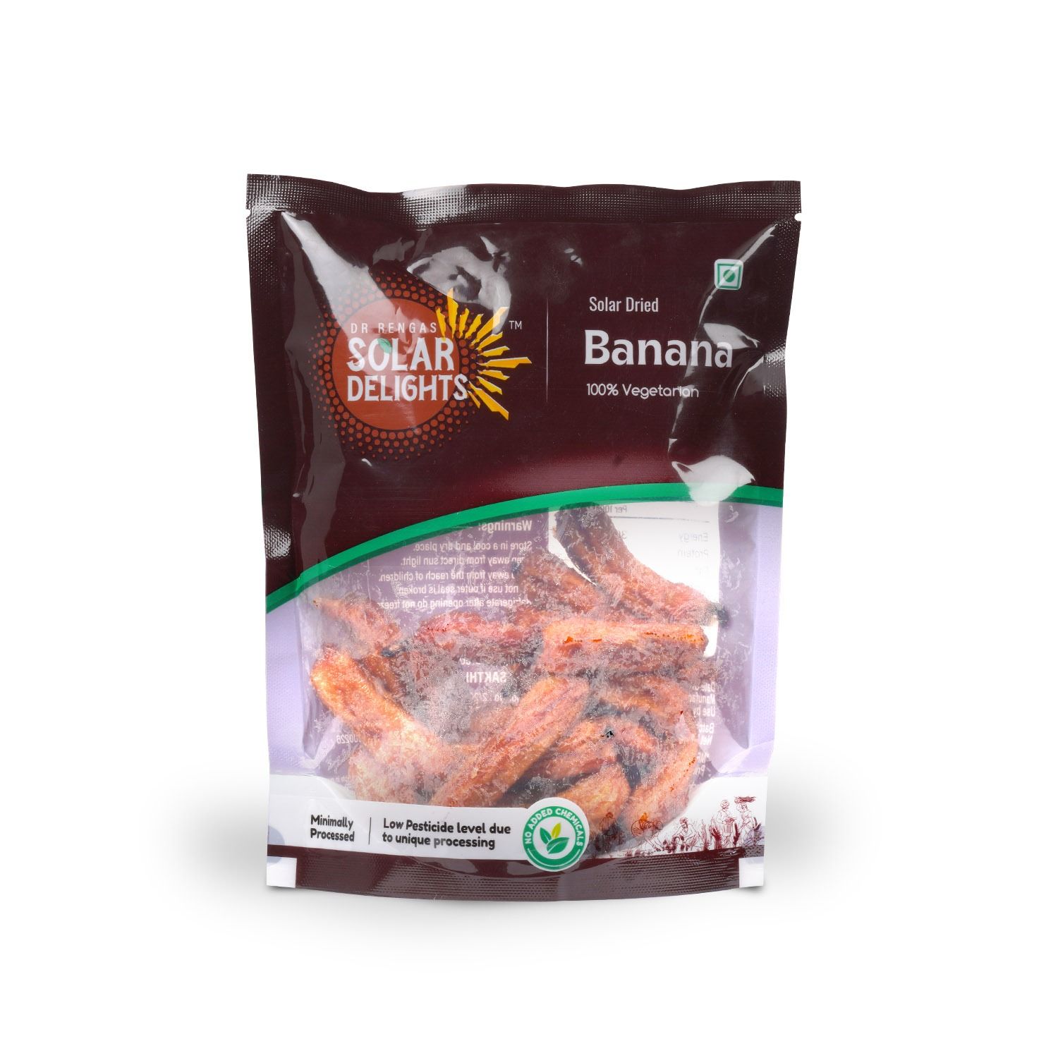Solar Dried Banana 200g – Ozone-Washed, No Preservatives | Farm-Fresh Indian Banana | Dr. Renga’s Solar Delights