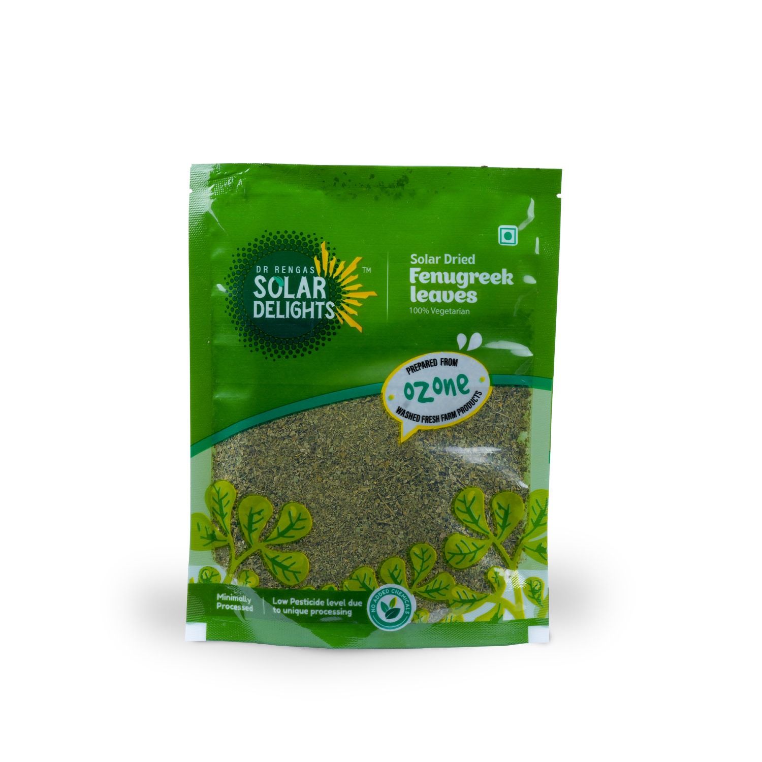 Solar Dried Fenugreek Leaves (Kasuri Methi) 100g – Natural, Farm Fresh & Ozone-Washed | No Preservatives | Dr. Renga’s Solar Delights