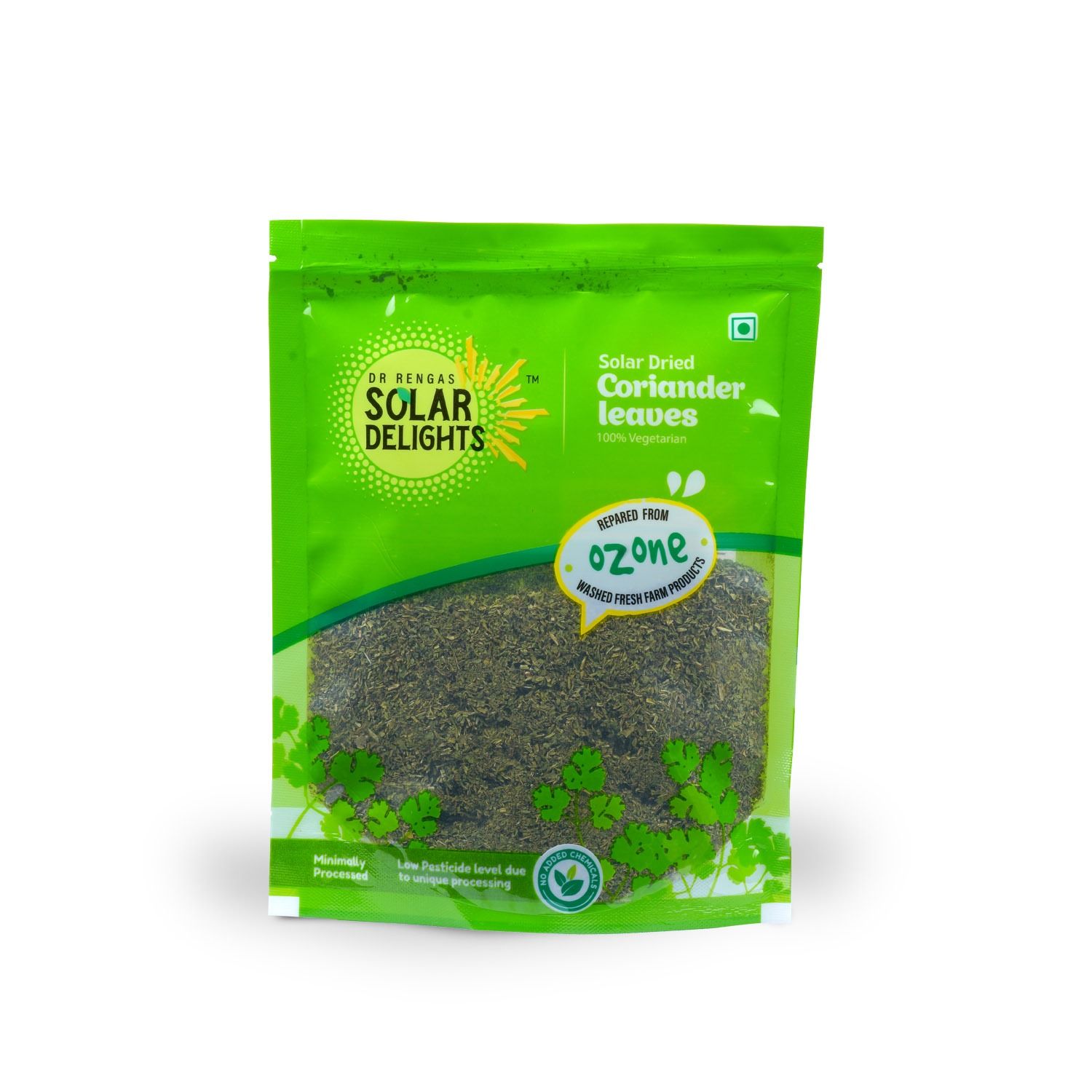 Dr. Renga’s Solar Delights – Solar Dried Coriander Leaves 100g | Natural Ozone-Washed Herb | Preservative-Free | Ready to Use for Curries, Soups & Garnishing