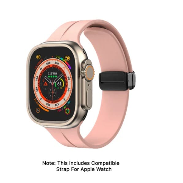 Lilly - Soft Steel Magnetic Buckle Apple Watch Strap - Pink 45 MM