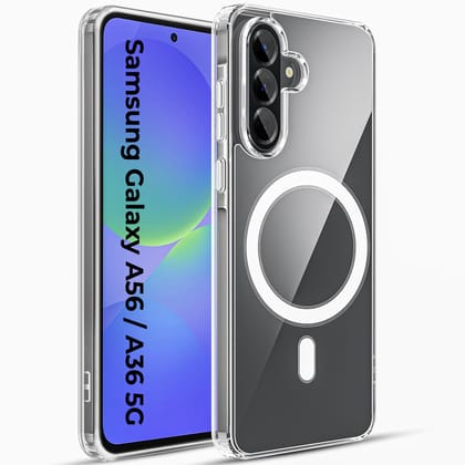 A rtistque TPU Clear Back Cover Case for Samsung Galaxy A36 5g Compatible with Mag-Safe|Transparent Case for Samsung Galaxy A36|Shockproof|Protective Design|Samsung A36 Mobile Cover-Transparent Clear Magsafe Series-Clear