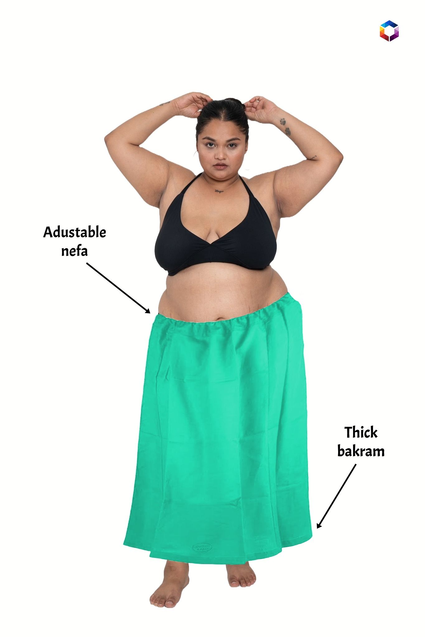 Darshan Vimal Aquamarine Color/Mint Color/Jungle Green Cotton Silk Petticoat 2XL