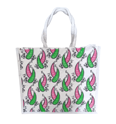 Paisley Print Jute Shopping Bag - Eco-Friendly & Stylish Tote Paisley Print Jute Shopping Bag - Eco-Friendly & Stylish Tote