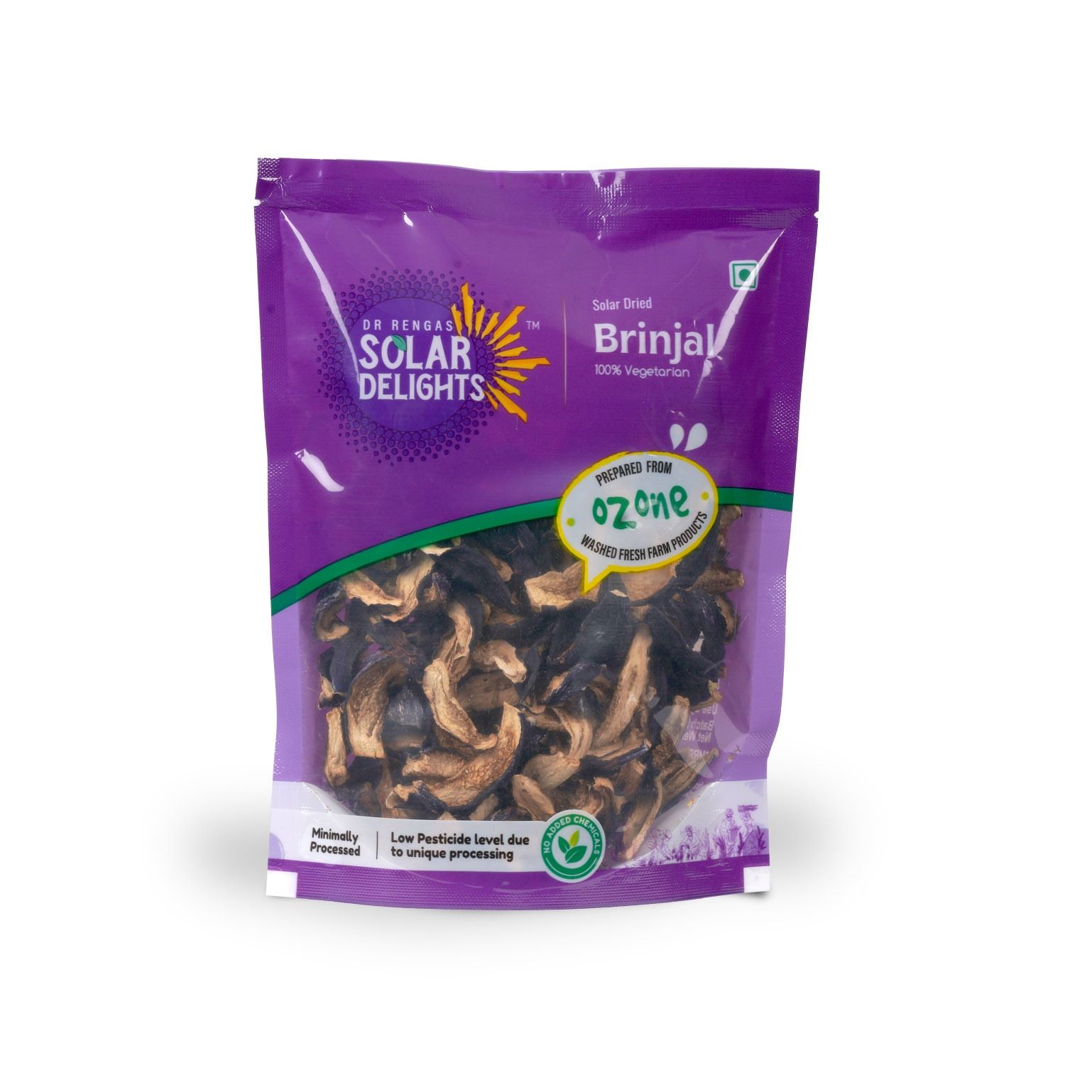 Dr. Renga’s Solar Delights: Solar Dried Brinjal (Eggplant) 100g | Dehydrated Brinjal Vathal | Dry Eggplant | Premium Dried Vegetables for Cooking