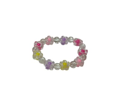 Floral Bead Bracelet - Pink, Yellow & Purple Flower Jewelry