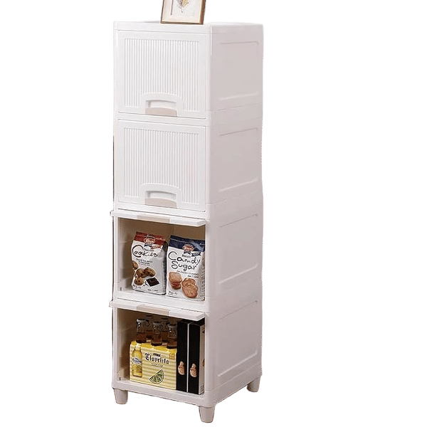 4 Units Modular Cabinet Storage Organizer | Foldable Kid Wardrobe for Cloth & Toys | Easy to Assemble Closet & Space-Saving Cupboard/Plastic Almirah for Cloth | White