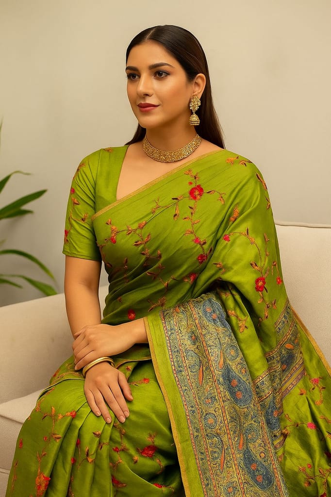Pastel green Kosa X Tussar - Sarees | Buy online on ZillyBuy