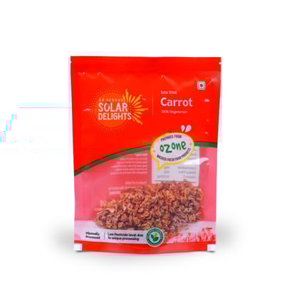 Solar Dried Carrot Pieces 100g | Natural Dehydrated Vegetables | Ozone-Washed, Preservative-Free | Rich in Beta-Carotene & Fibre | Ready to Cook for Soups, Curries, Rice & Travel - Dr. Renga’s Solar Delights