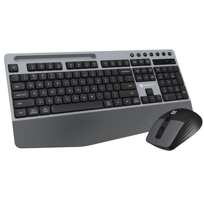Portronics Key10 Combo Wireless Keyboard and Mouse Set with Wrist Rest (Grey)
