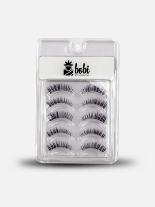 BOBI  Reusable Waterproof 12mm Synthetic Hair Natural Fluffy Wispy Long CT Volume eyelashes - 5 Pair