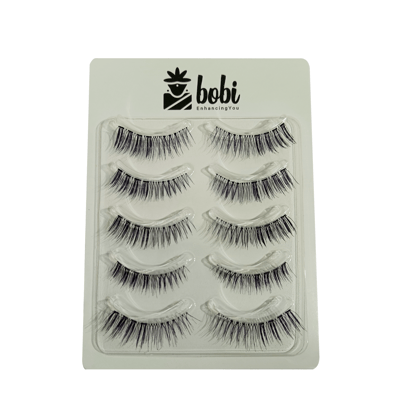 BOBI Reusable Waterproof 12mm Synthetic Hair Natural Fluffy Wispy Long ZC Volume eyelashes - 5 Pair