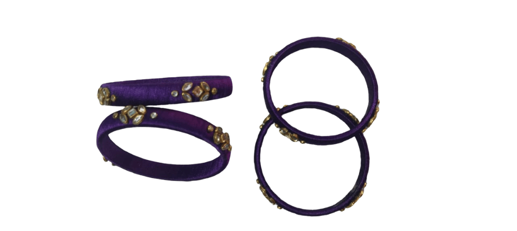 Purple Silk Thread Bangles with Embellishments