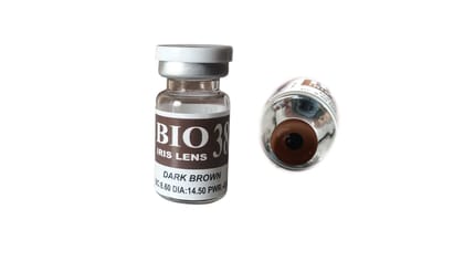 Prosthetic Contact Lens/Contact Lens (Dark Brown Center Black) with Lens Case, Lens Holder and 100 ML Solution
