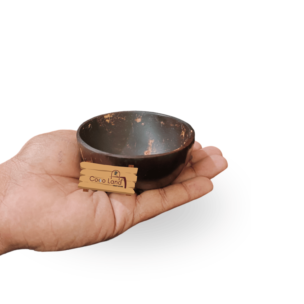 Coco Land Coconut Shell SAUSAGE Bowl 100 ml |Coconut Oil Polished Decorative Pots ,Chutney,Pickle,Smoothie,Coffee,Tea Serving Bowl|Mixing Bowl,Natural Bowl,Eco Friendly