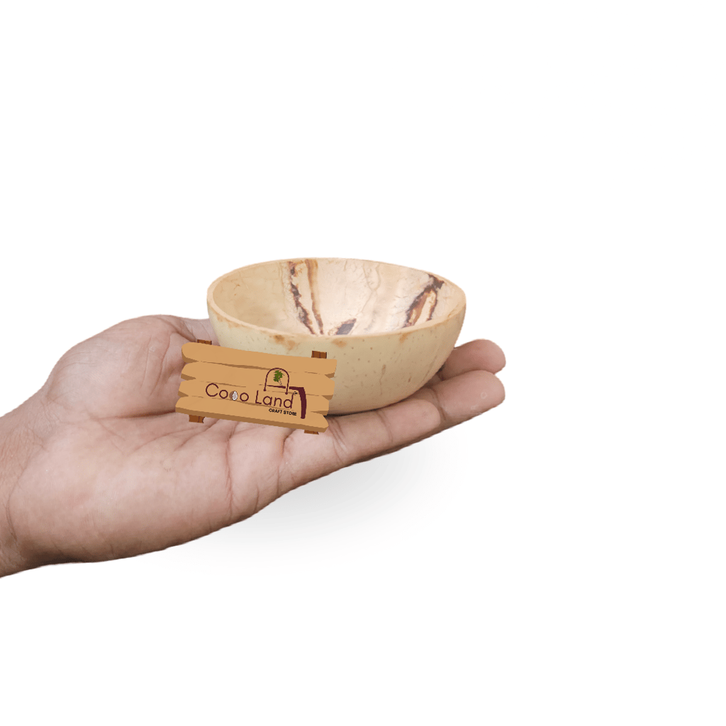 Coco Land Coconut Shell SAUSAGE Bowl 100 ml |Coconut Oil Polished Decorative Pots ,Chutney,Pickle,Smoothie,Coffee,Tea Serving Bowl|Mixing Bowl,Natural Bowl,Eco Friendly