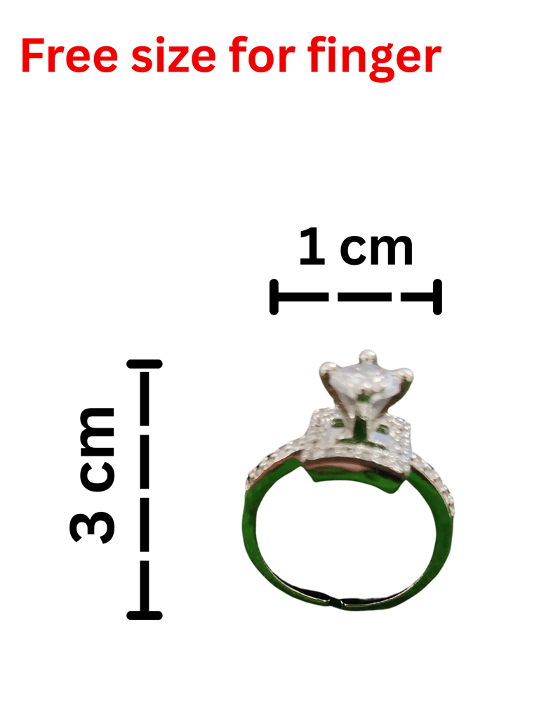 Elegant Princess-Cut Silver-Plated Ring with Pave CZ Stones