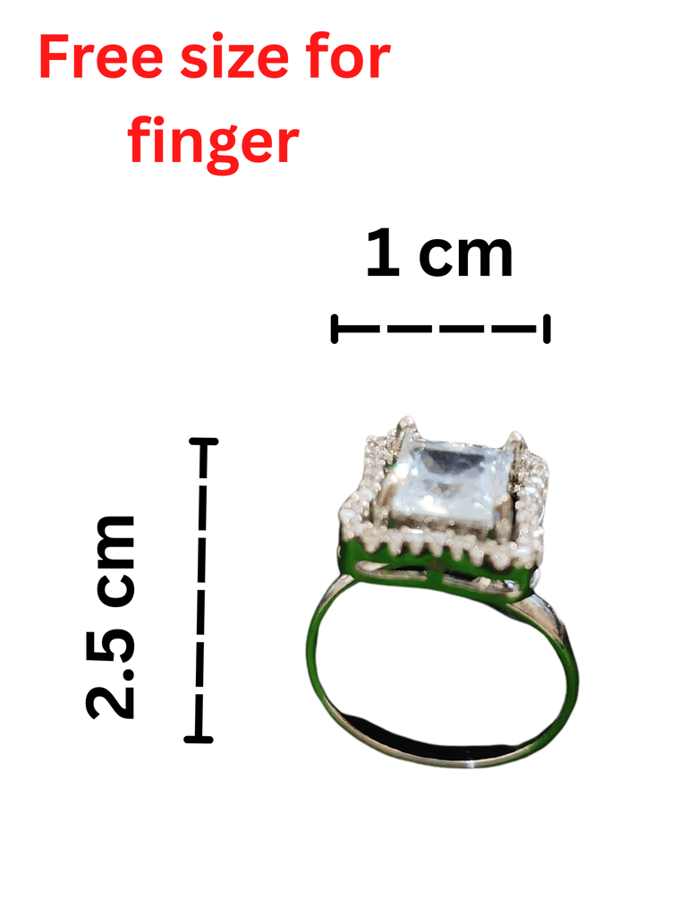 Princess-Cut Solitaire Ring with Double Halo Setting – Silver Finish