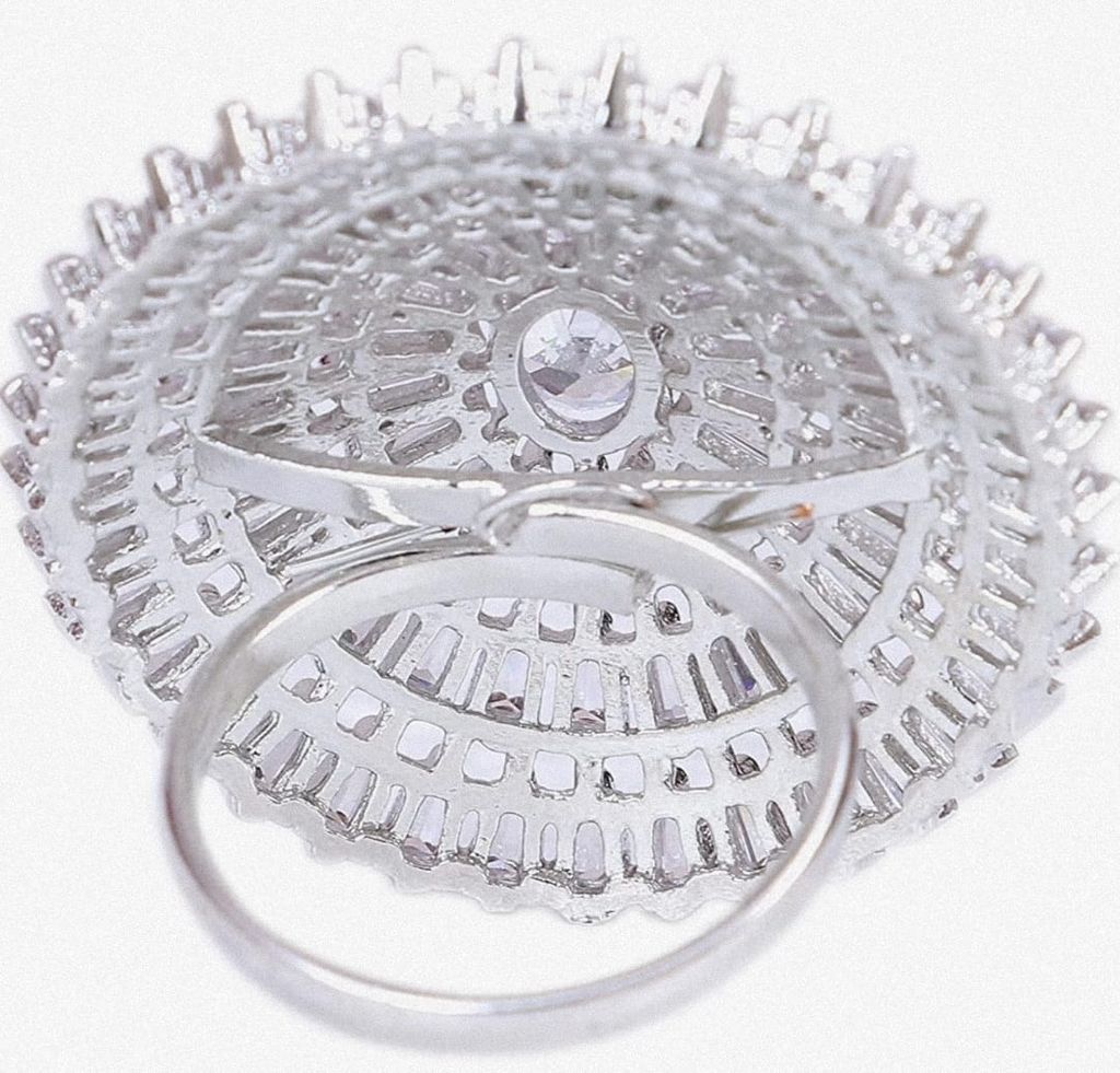 Grand Radiant Circular Cocktail Ring with Baguette & Oval CZ Stones