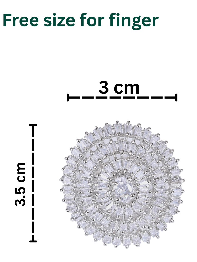 Grand Radiant Circular Cocktail Ring with Baguette & Oval CZ Stones