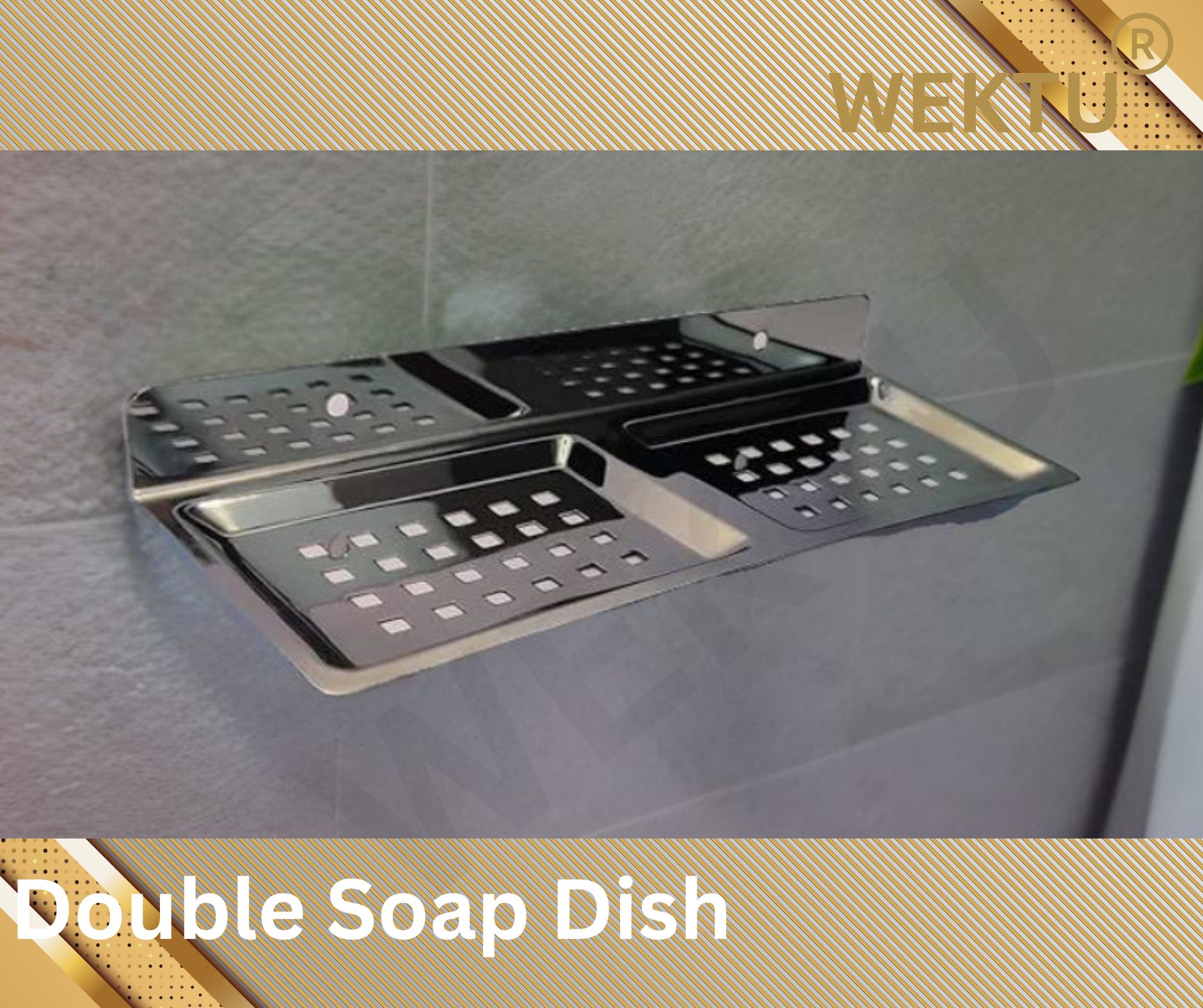 Stainless Steel Double Soap Dish - Wall Mount-2PC/Premium