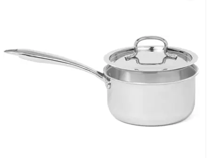 WEKTU Sauce Pan 14 cm Diameter With Lid 1.1 L capacity  (Triply, Non-stick, Induction Bottom)