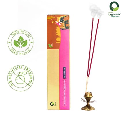 Prime Orgoveda Indian Rose Incense Sticks | 100% Natural Organic Handmade - (Pack of 50 Sticks)