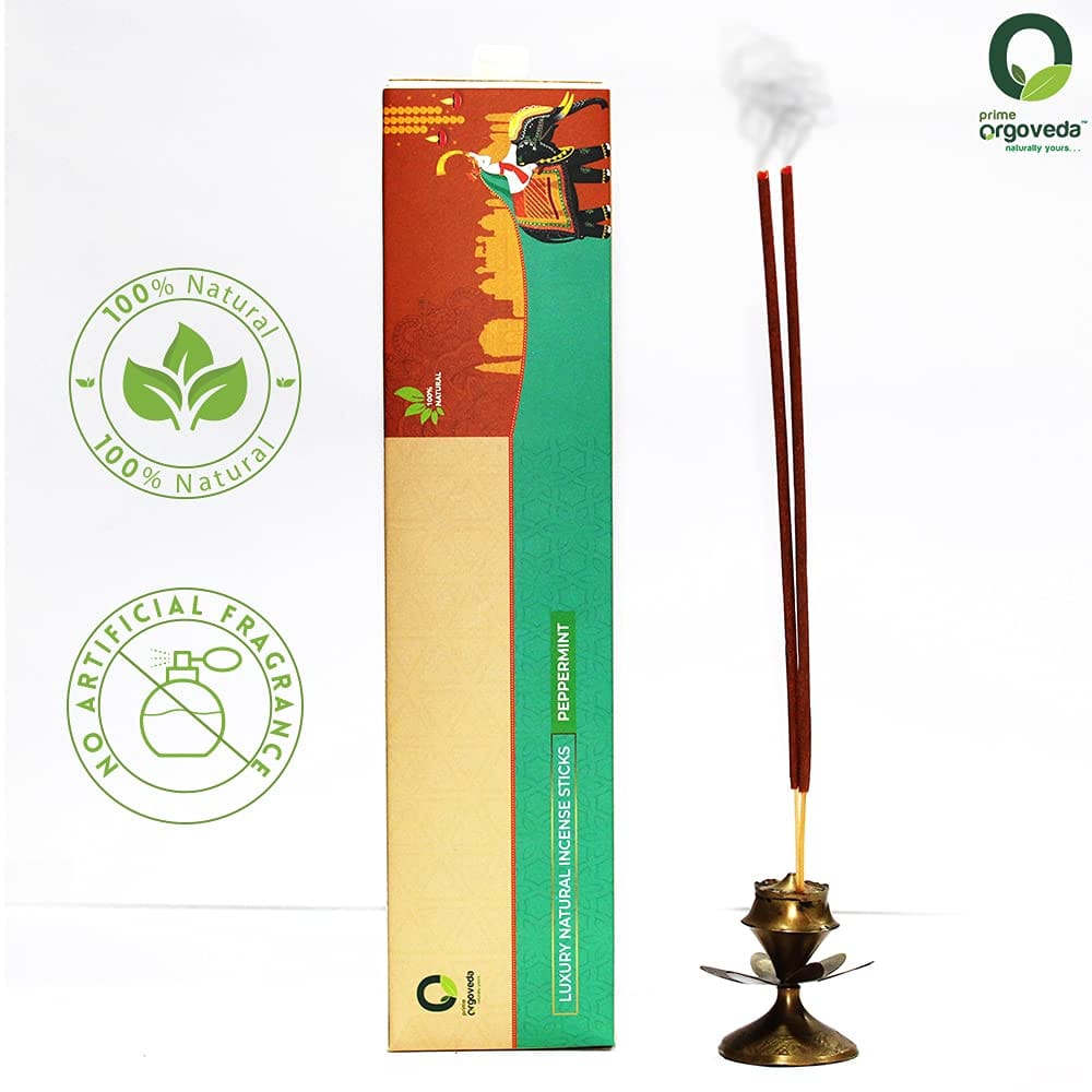 Prime Orgoveda Peppermint Incense Sticks | 100% Natural Organic Handmade - (Pack of 50 Sticks)