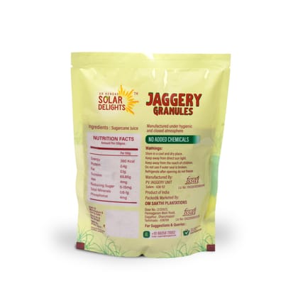 Natural Jaggery Granules – Vacuum Evaporated, Unrefined Cane Sweetener | No Preservatives | Healthy Sugar Substitute – 400g | DR. Renga’s Solar Delights