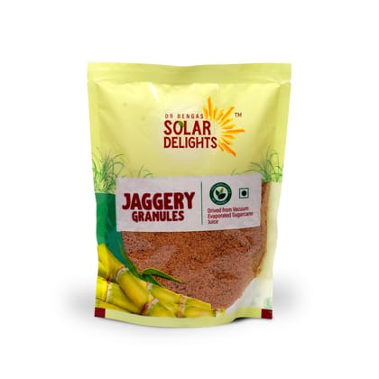 Natural Jaggery Granules – Vacuum Evaporated, Unrefined Cane Sweetener | No Preservatives | Healthy Sugar Substitute – 400g | DR. Renga’s Solar Delights