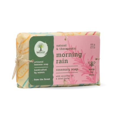 Last Forest Beeswax Soap (150gm), Herbal Bathing Soap for Glowing Skin, Handcrafted, Handmade, 100% Natural Ingredients, Moisturizing, Natural Beeswax, Bathing Soap for Men & Women (Rosemary)