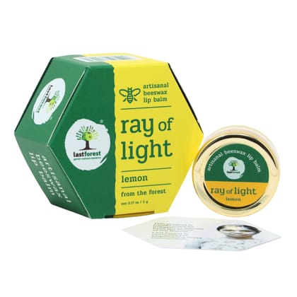 Last Forest Beeswax Natural Lip Balm for Men & Women 5g | Organic & Natural | Non-sticky | 24 Hrs Lip Moisturizer For Dry And Chapped Lips | SPF with Vitamin A | Nourish & Protect (Lemon)