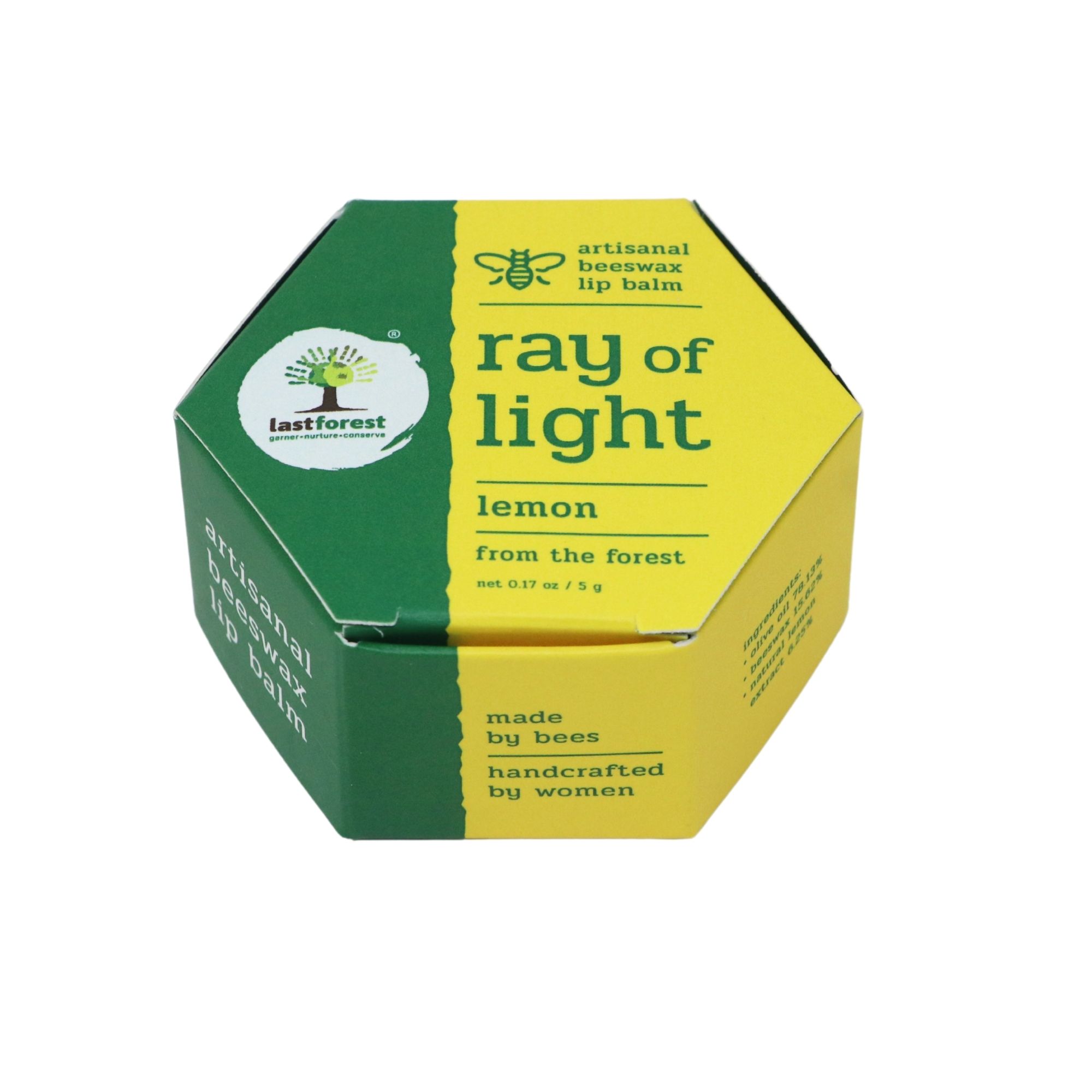 Last Forest Beeswax Natural Lip Balm for Men & Women 5g | Organic & Natural | Non-sticky | 24 Hrs Lip Moisturizer For Dry And Chapped Lips | SPF with Vitamin A | Nourish & Protect (Lemon)